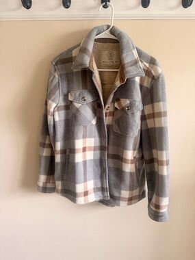 Cozy Plaid Shacket Jacket - Gray & Cream